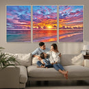 Vibrant Sunset Beach Wall Art - Ocean Sunset Canvas Print |