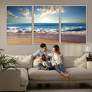 Serene Ocean Sunset Canvas Wall Art - Beach Waves at Sunset,