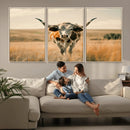 Texas Cow Longhorn Wall Art Canvas Print for Farm House Wall