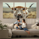 Texas Cow Longhorn Wall Art Canvas Print for Farm House Wall by MyGreatCanvas | Canvas Wall Art Prints | Photo Prints & Wall Decor