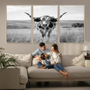 Texas Cow Longhorn Wall Art Canvas Print for Farm House Wall