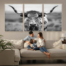 Texas Cow Longhorn Wall Art Canvas Print for Farm House Wall