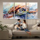 Watercolor Sea Turtle Wall Art Canvas Print - Vibrant Ocean
