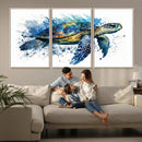 Turtle Wall Art Canvas Print, Framed Watercolor Turtle Art