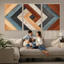 Geometric Wood Art Wall Decor Canvas Print, Rustic Wooden