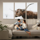 Rustic Bull Wall Art Canvas Print – Modern Longhorn