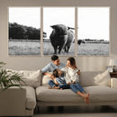 Black and White Highland Cow Wall Art Canvas Print | Rustic