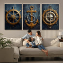 Boat Anchor Compass With Rope Wall Art Canvas Print | Beach by MyGreatCanvas | Canvas Wall Art Prints | Photo Prints & Wall Decor