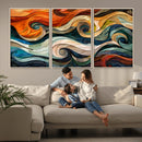 Abstract Wave Wall Art | Ready to Hang Framed Canvas Print |