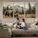 Rustic Grizzly 399 Bear Family Wall Art Canvas Print