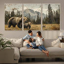 Rustic Grizzly 399 Bear Family Wall Art Canvas Print