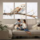 Barn Owl Wall Art on Branch | Stunning Canvas Print for
