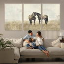 Chines Style Grunge Horses Wall Art Canvas Print