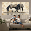 Chinese Style Abstract Black Horses Wall Art Canvas Print - by MyGreatCanvas | Canvas Wall Art Prints | Photo Prints & Wall Decor