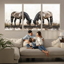 Chines Ink Style Horses Wall Art Canvas Print