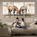 Vintage Horses Wall Art | Ready to Hang and Framed Triptych by MyGreatCanvas | Canvas Wall Art Prints | Photo Prints & Wall Decor