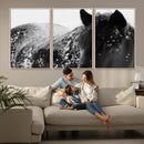 Black Horse in Snow Canvas Print | Winter Horse Wall Art |