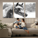 Black Horse Winter Wall Art | Ready to Hang and Framed |