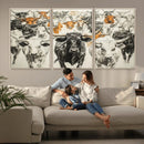Farmhouse Wall Art | Western Longhorn Cattle Canvas Print | by MyGreatCanvas | Canvas Wall Art Prints | Photo Prints & Wall Decor