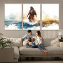 Watercolor Jesus Walking Wall Art Print, Jesus Water Canvas