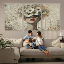 Abstract Floral Women Patel Wall Art Canvas Print