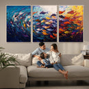 Vibrant Abstract Fish Swarm Art – Colorful Fish Inspired