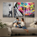 Banksy Print - Street Art Canvas Wall Art - Kids Revealing
