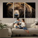 Grizzly Brown Bear Canvas Wall Art, Wildlife Animal Canvas