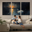 Abstract Swan on Water Wall Art Canvas Print - Elegant