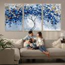 Blue and Gold Abstract Tree Wall Art Canvas Print | Modern