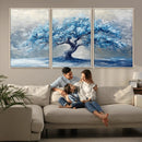 Abstract Blue Tree Art Canvas Print, Majestic Tree Wall Art