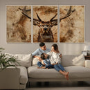 Wood Abstract Deer Wall Art | Rustic Wildlife Canvas Print |
