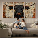 Rustic Texas Artwork Wall Art Canvas Print - Abstract Cow