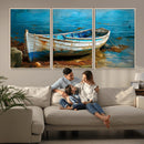 Vintage Boat on Tranquil Waters | Coastal Wall Art for