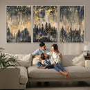 Golden Forest Abstract Wall Art | Dark Forest with Gold