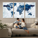 Modern Blue World Map Canvas Print – Framed Wall Art, by MyGreatCanvas | Canvas Wall Art Prints | Photo Prints & Wall Decor