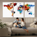 Colorful World Map Canvas Wall Art Print, Contemporary