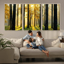 Sunlit Forest Wall Art Canvas Print – Large Framed Woodland