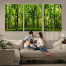 Lush Green Forest Canvas Print | 3-Panel Forest Wall Art |