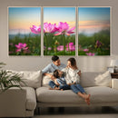 Pink Flower on the Mountain Canvas Print, Framed Pink Flower