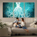 Green Octopus Abstract Wall Art Canvas Print