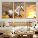 Large Wall Art Galloping White Horse at Sunset Canvas Print