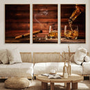 Whiskey and Cigar Wall Art Canvas | 3 Panel Bar Room Decor by MyGreatCanvas | Canvas Wall Art Prints | Photo Prints & Wall Decor