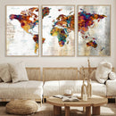 Vintage World Map Canvas Wall Art Print, Warm Tone Global by MyGreatCanvas | Canvas Wall Art Prints | Photo Prints & Wall Decor