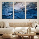 Navy Blue Canvas Art Abstract Print – Elegant Triptych