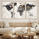 Abstract Map Printing - Modern World Map Canvas Wall Art for