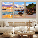 Tropical Island Beach Sunset Canvas Print