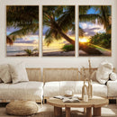 Tropical Island Sunset on the Beach Palms Wall Art Canvas by MyGreatCanvas | Canvas Wall Art Prints | Photo Prints & Wall Decor