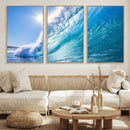 Blue Big Wave Surfing Ocean Canvas Wall Art Artwork Print