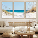 Serene Coastal Dune Path with Ocean View, 3-Panel Beach